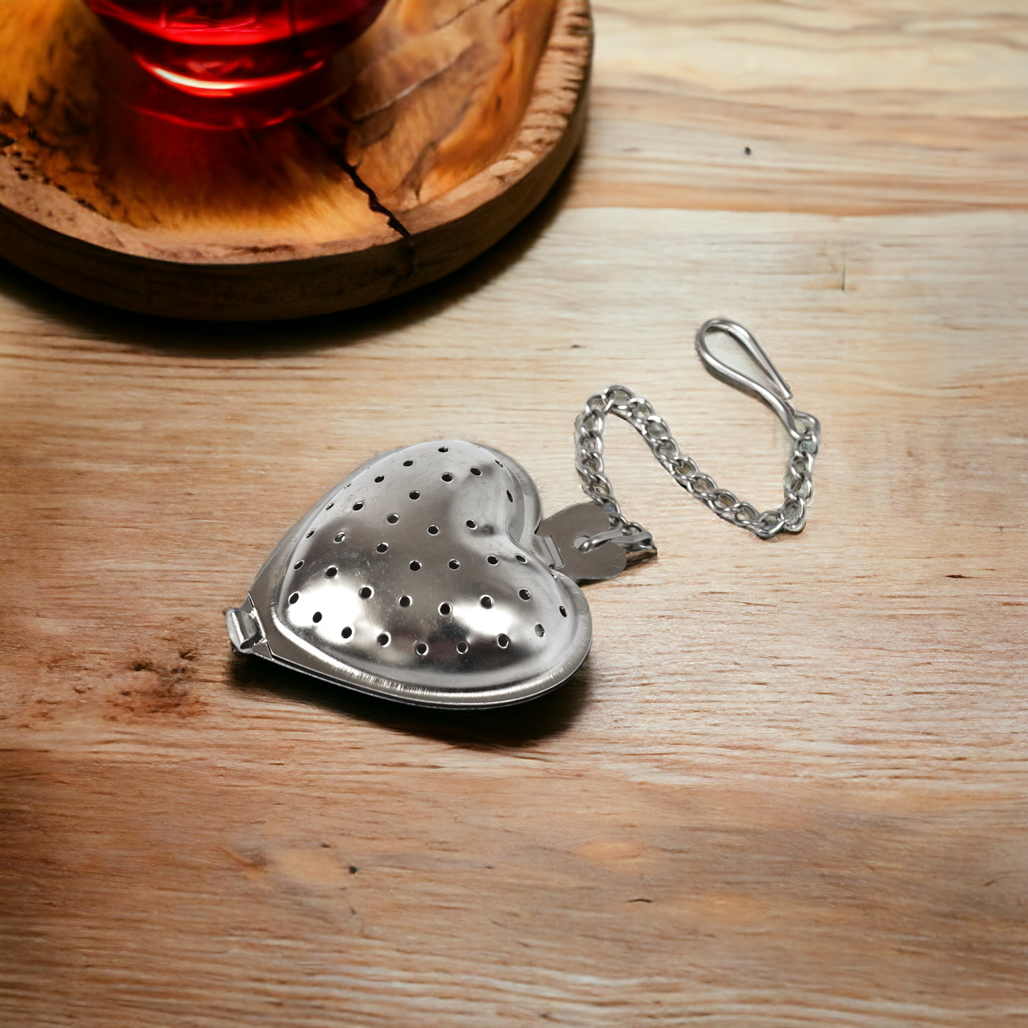 Heart-Shaped Tea Ball Infuser, Food Grade 304 Stainless Steel, with Chain and Hook