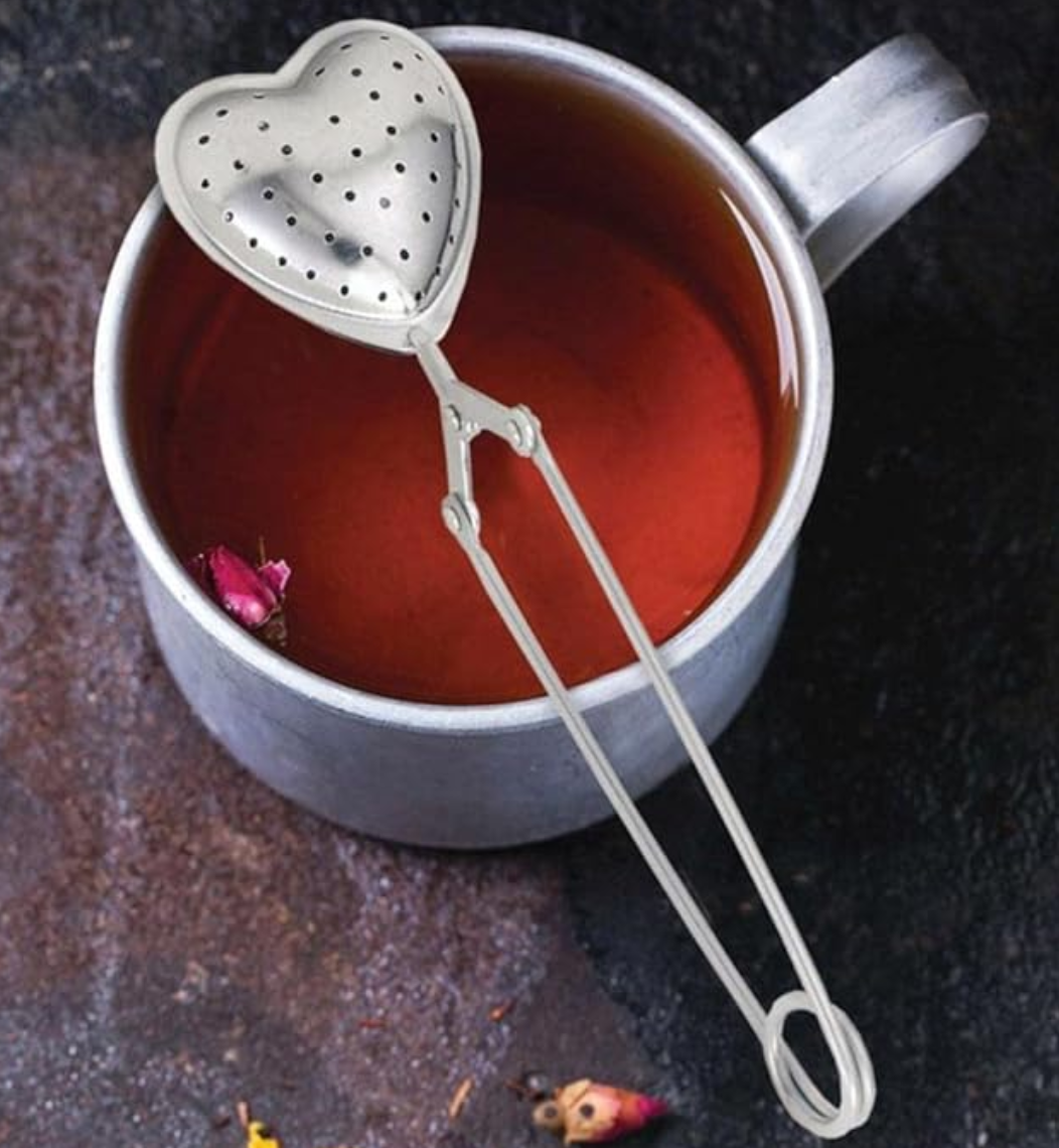 Heart-Shaped Snap Ball Tea Infuser with Handle, Food Grade 304 Stainless Steel with Handle
