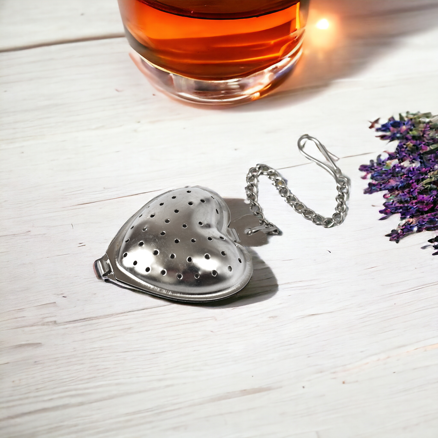 Heart-Shaped Tea Ball Infuser, Food Grade 304 Stainless Steel, with Chain and Hook