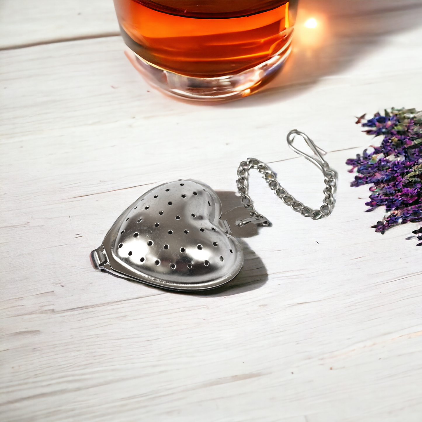 Heart-Shaped Tea Ball Infuser, Stainless Steel, with Chain and Hook